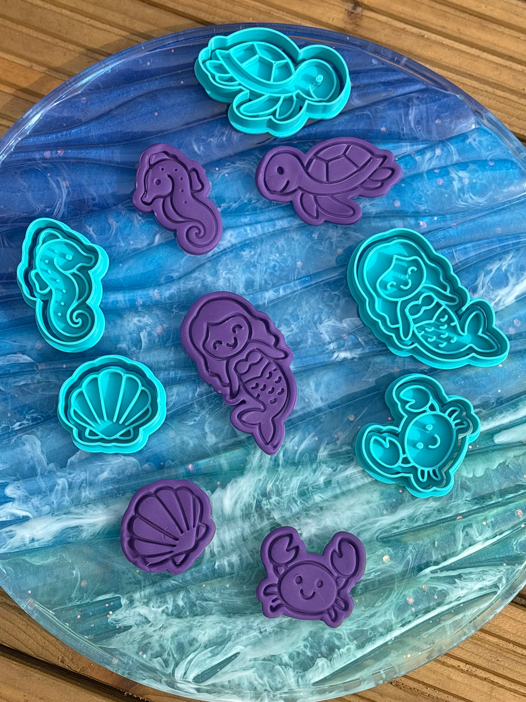 Mermaid play dough cutters and stamps