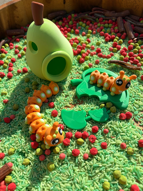 2 Caterpillars and a pear house set