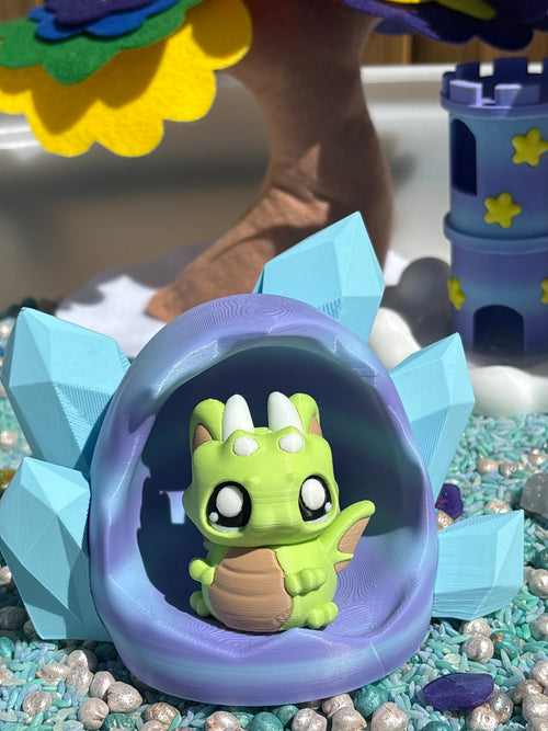 Baby dragon in a crystal egg