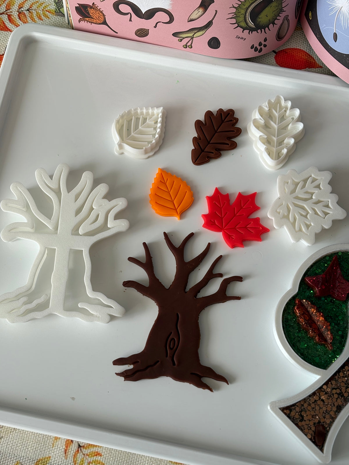 Leaves with seeds / tree trunk
