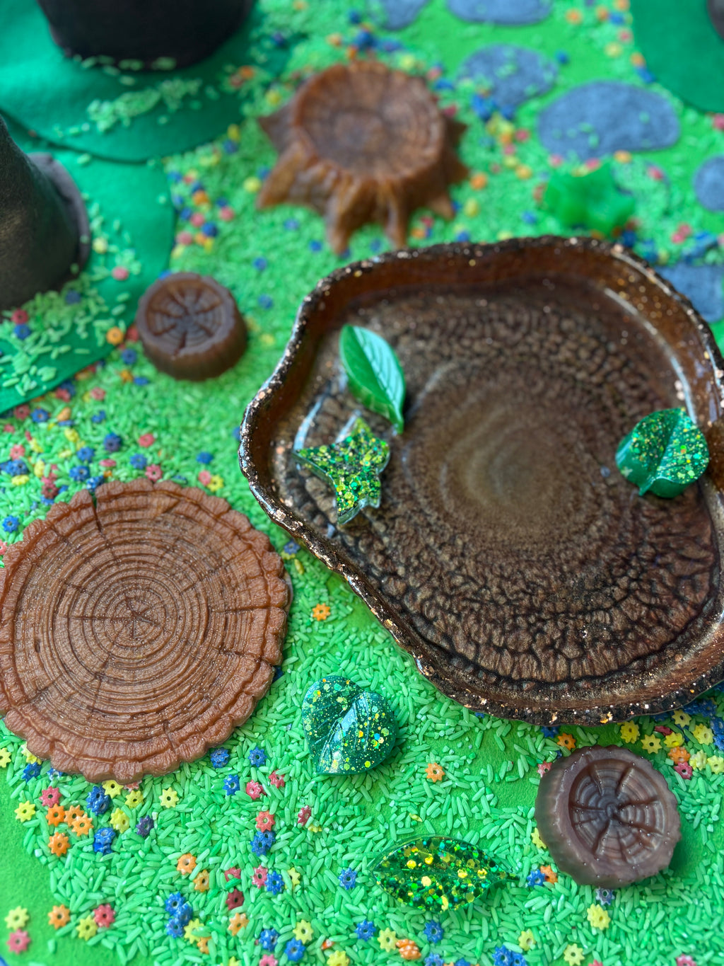 Tree stumps and leaves