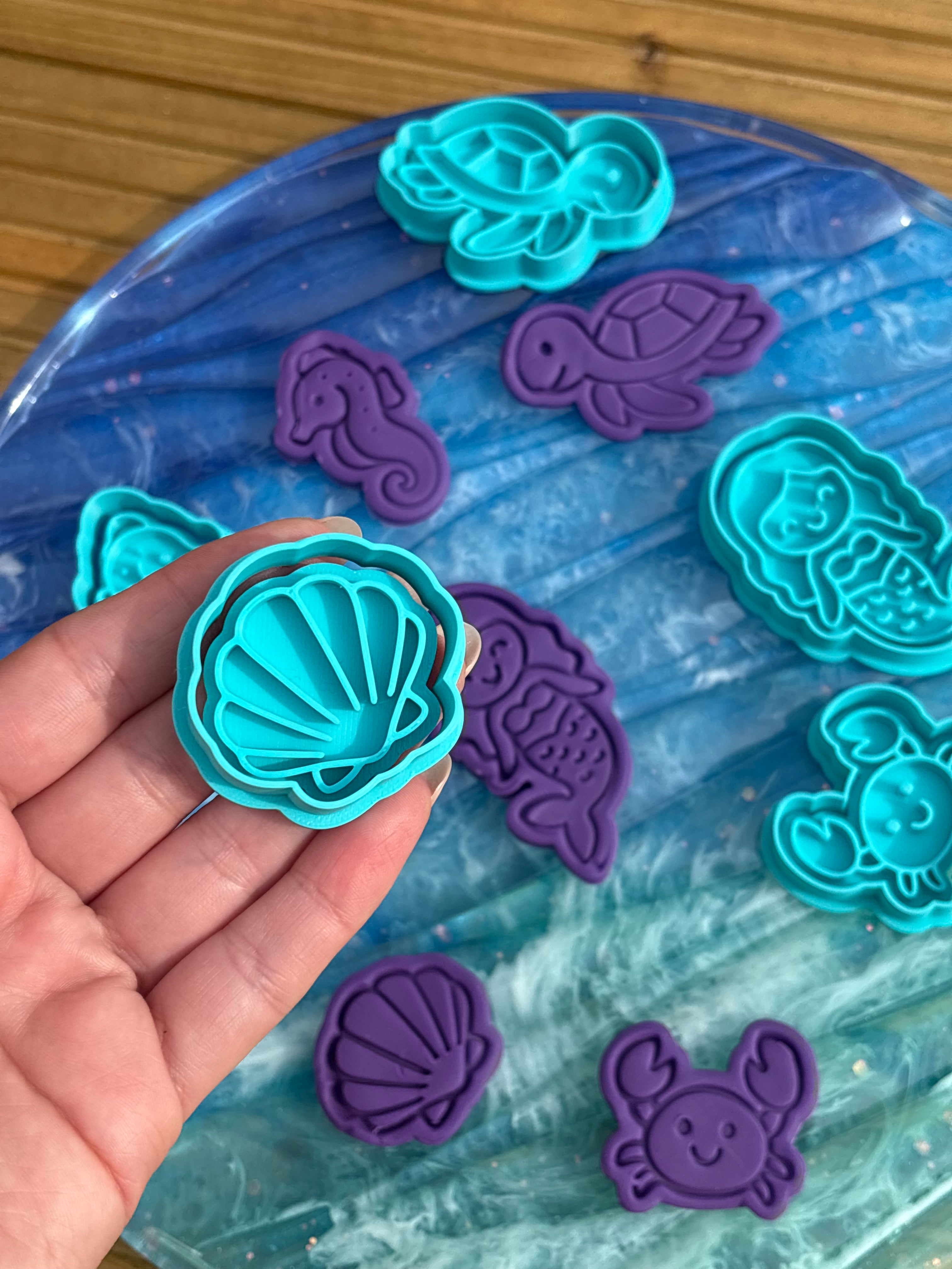 Mermaid play dough cutters and stamps