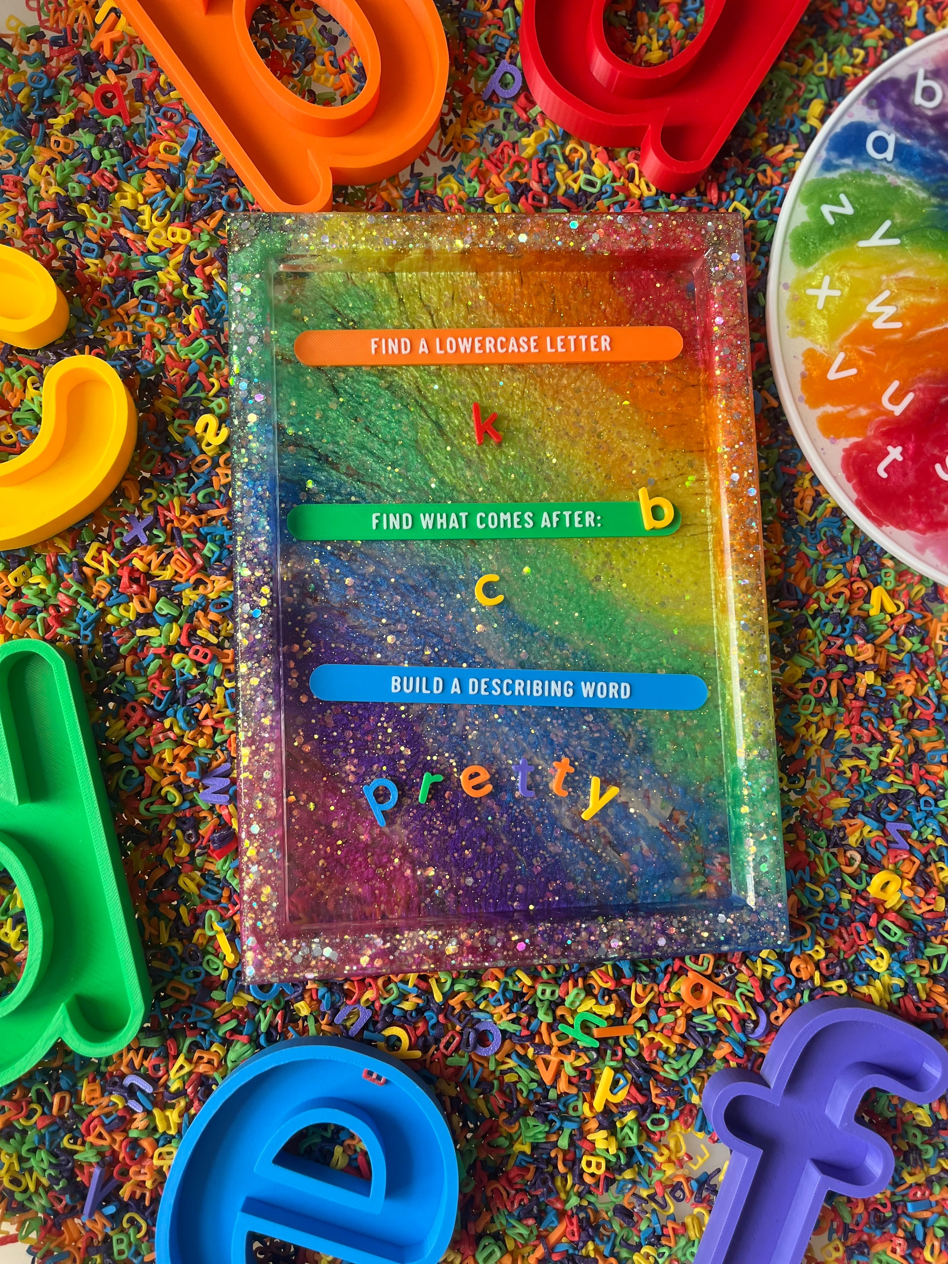 Rainbow board and alphabet challenge sticks