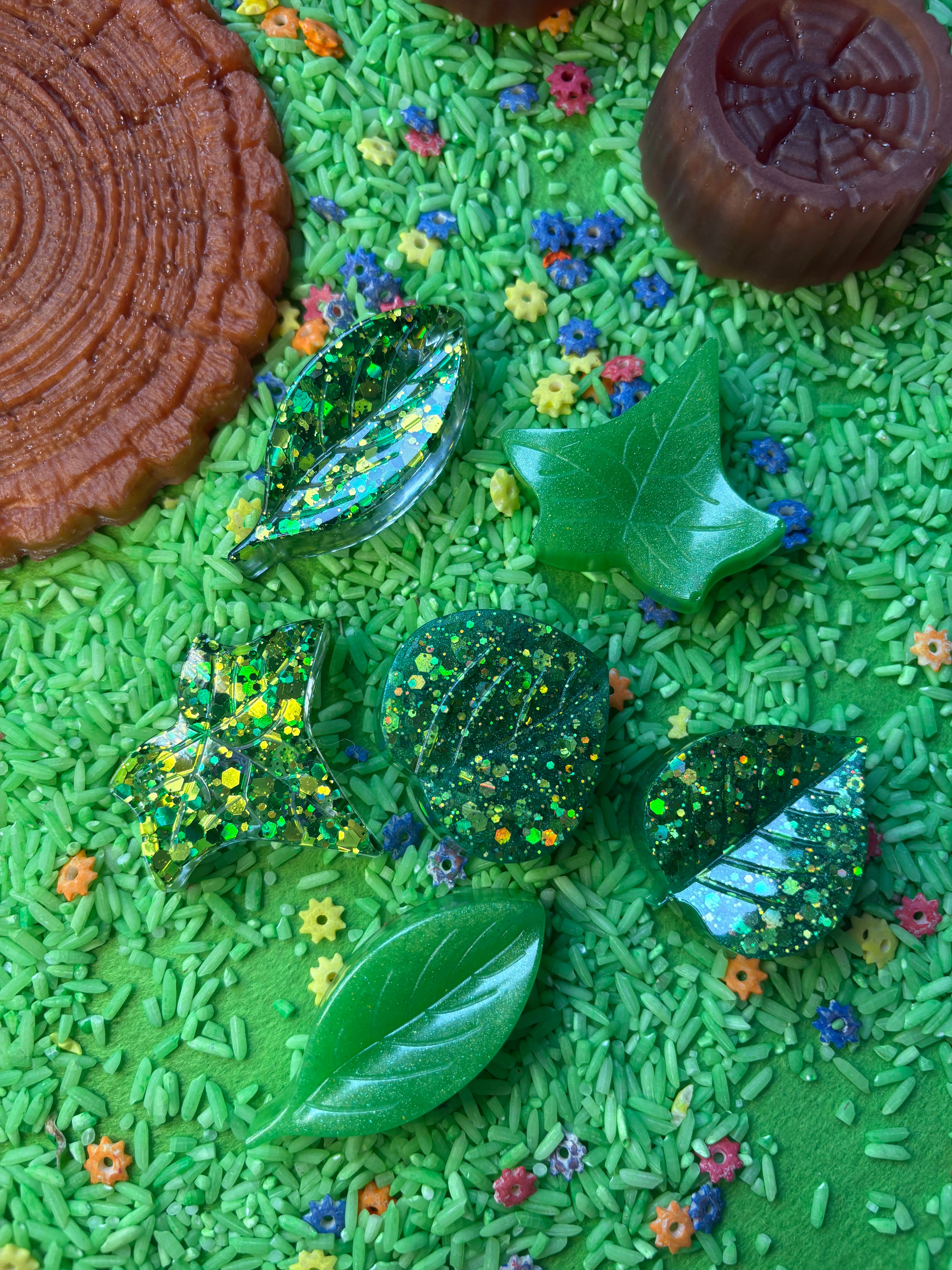 Tree stumps and leaves