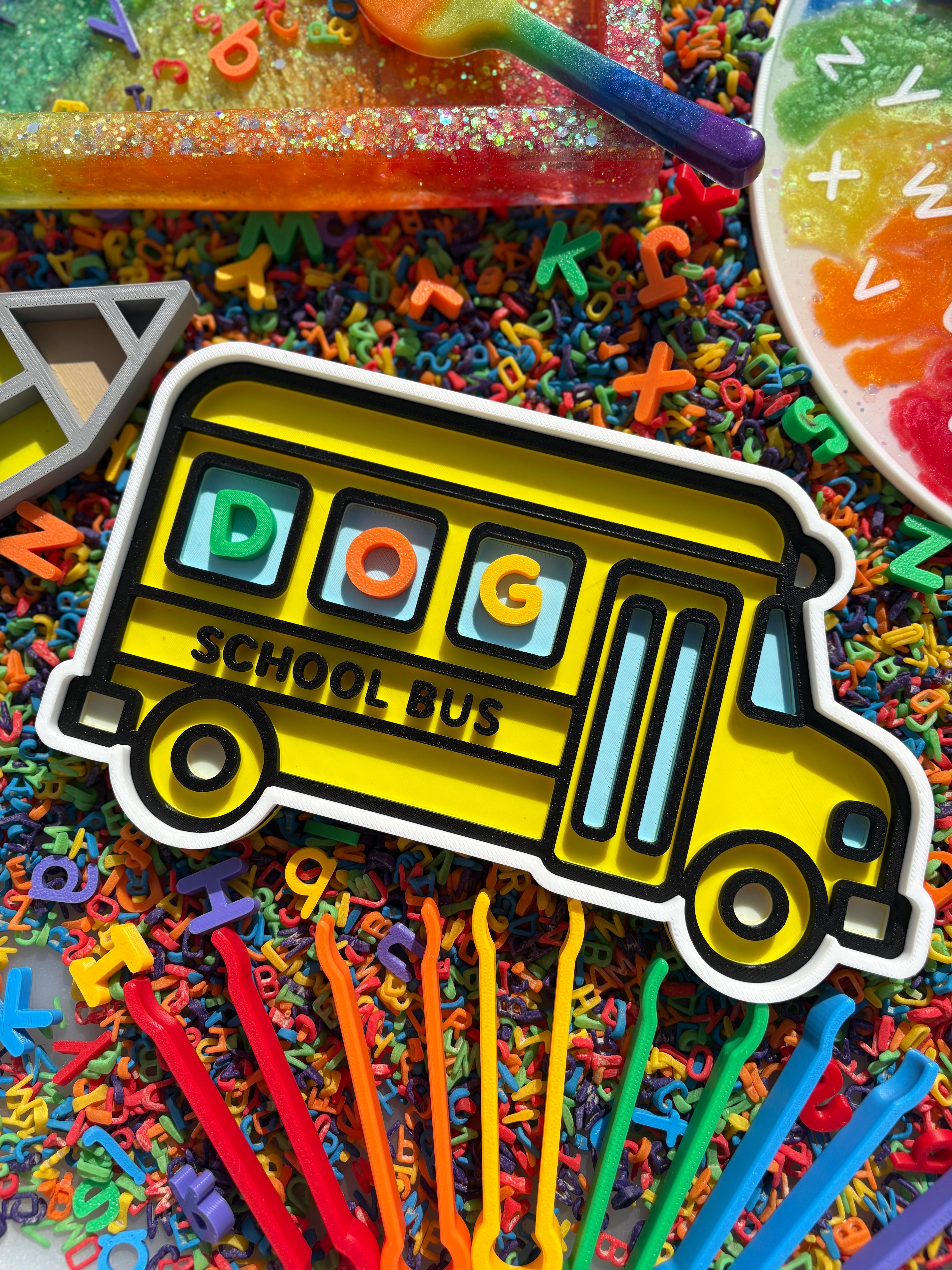 School bus tray for CVC words