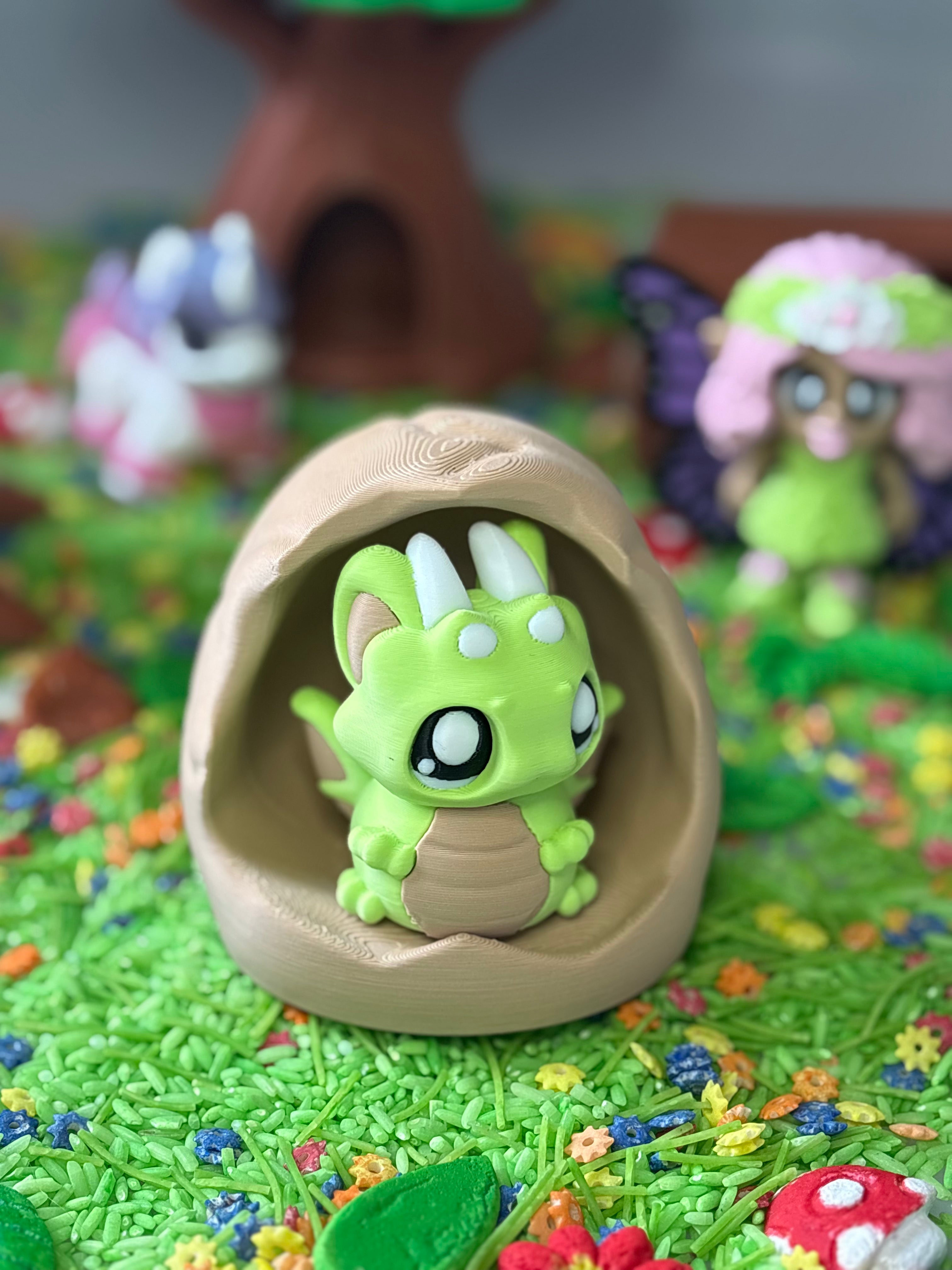 Baby dragon in a brown egg
