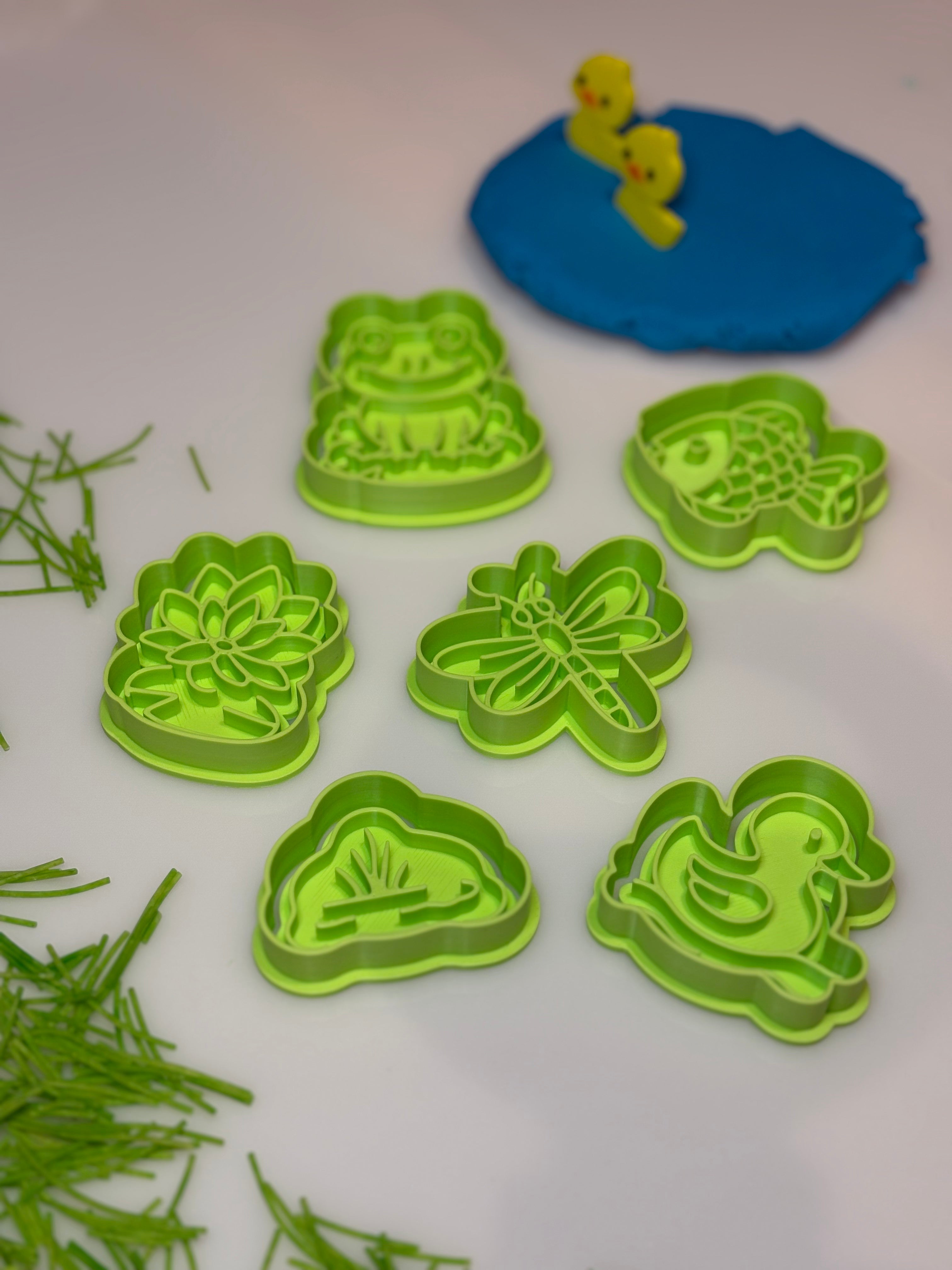 Pond themed play dough cutters