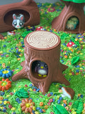 Tree stump with a cover